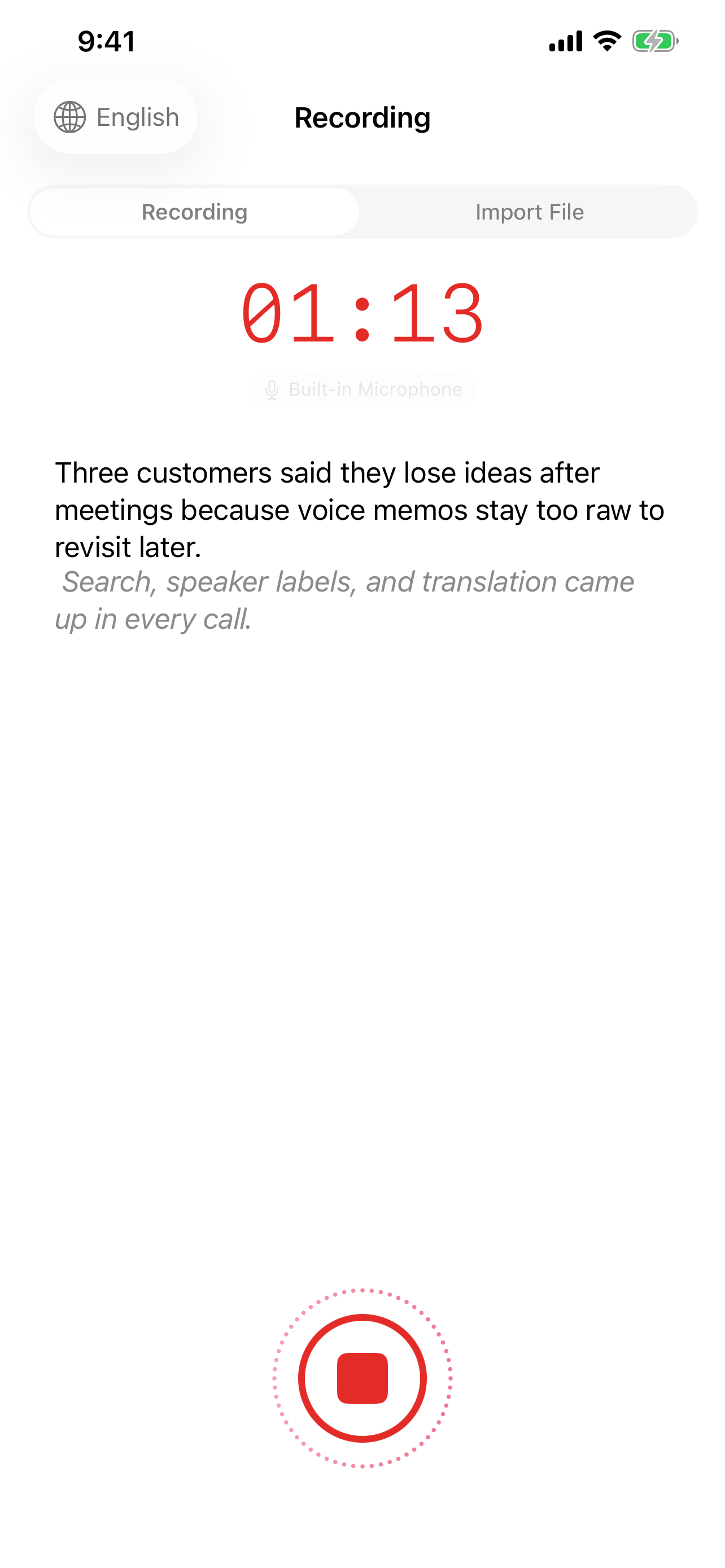 Speechy app screenshot